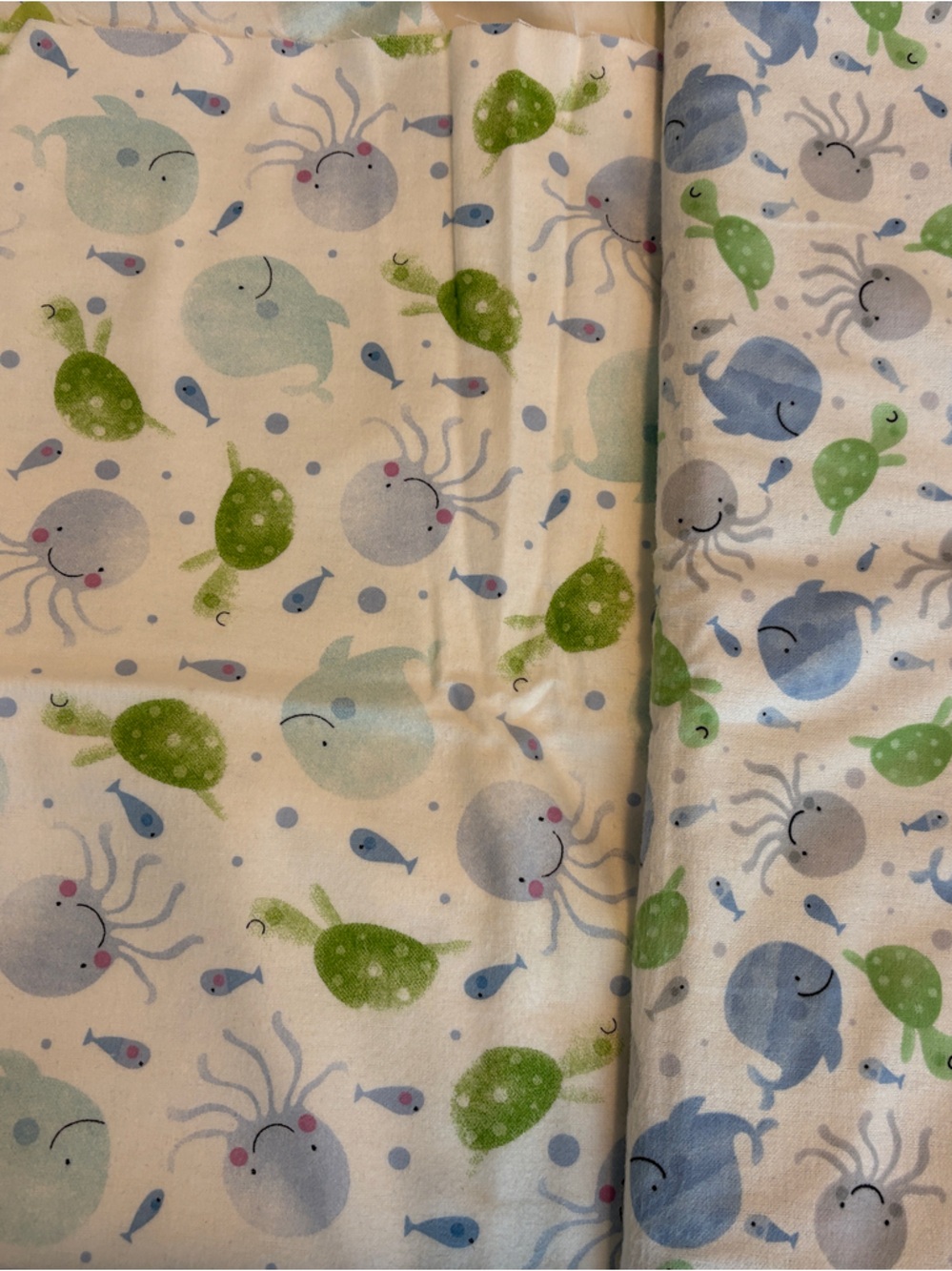 Baby Sea Life Cotton Fabric Panel - Blue & Green for @ejsnyder2 - Picture 3 of 3
